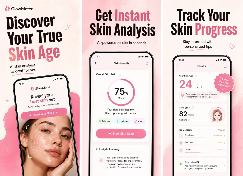 Set de capturas para una app de análisis facial con IA